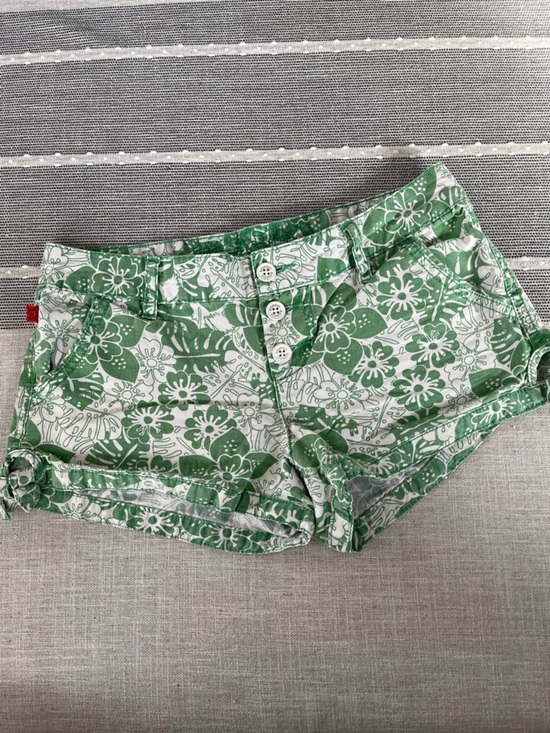 BONGO Pants - Bongo Retro Vtg Y2K 90'sFloral Shorts Green White Womens Paisley Shorty Shorts 5